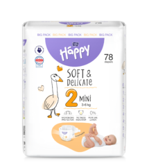 Scutece Happy Soft&Delicate Mini 3-6 kg, 78 buc