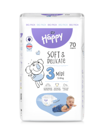 Scutece Happy Soft&Delicate Midi 5-9 kg, 70 buc