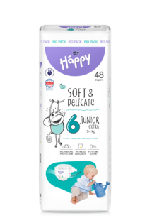 Scutece Happy Soft&Delicate Junior Extra 15+ kg, 48 buc