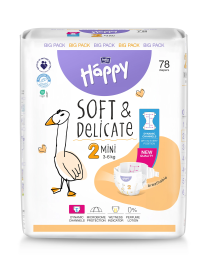 Scutece Happy Soft&Delicate Mini 3-6 kg, 78 buc