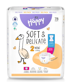 Scutece Happy Soft&Delicate Mini 3-6 kg, 78 buc