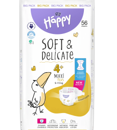 Scutece Happy Maxi Plus, 9-20 kg, 56 buc